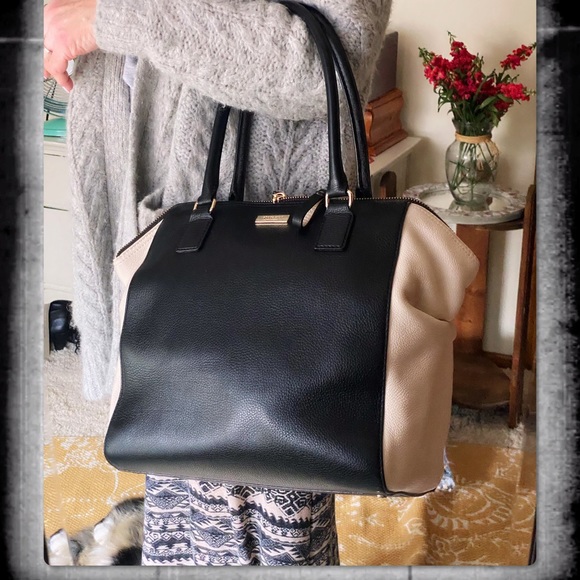 kate spade Handbags - KATE SPADE SLOUCHY PEBBLED LEATHER CREAM BLACK BAG
